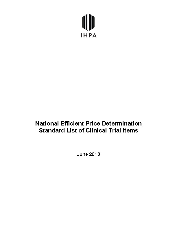 National Efficient Price Determination Standard List of Clinical Trial